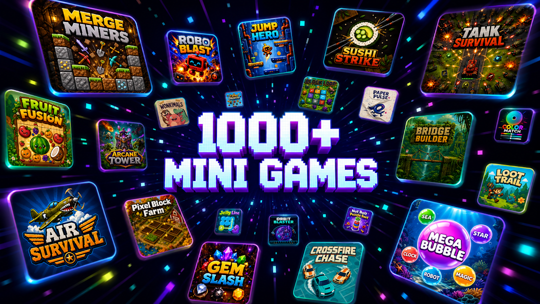 PixelBox official artwork showing its collection of mini-games